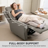 HOMCOM Recliner Armchair, Manual Reclining Chair with Adjustable Leg Rest and Reclining Functions, Modern Microfibre Overstuffed Lounge Seating for Living Room, Bedroom, Grey(m-6)