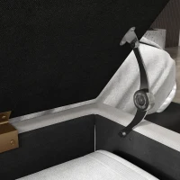 HOMCOM Banco Caixa de Armazenamento 2 em 1 em Tecido com Pés de Agulha em Aço Dourado 100x40x49 cm Creme(m-5)