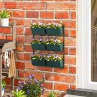 Outsunny Horta Vertical de 3 Níveis com 6 Vasos em Aço e Plástico 52x14x66 cm Verde Escuro(m-2)