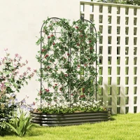 Outsunny Suporte para Plantas Trepadeiras com Padrão Conjunto de 2 Treliços de Jardim Videiras Flores Vegetais Metal 50x180 cm Preto(m-2)