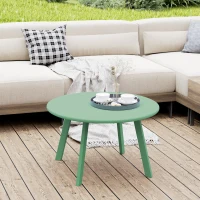 Outsunny Mesa de Café Pequena Redonda Mesa de Apoio com Pés Antiderrapantes Estrutura em Metal para Jardim Ø 70x42 cm Verde(m-5)