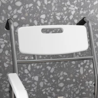 HOMCOM Cadeira de Rodas com Suporte para Necessidades Fisiológicas Cadeira de Banho Balde Removível Cromado HDPE Branco(m-4)