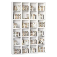 HOMCOM Móvel de Armazenamento de Mídia 480 CDs/312 DVDs Biblioteca de Madeira com Prateleiras Ajustáveis 89x130,5 cm Branco(m-6)
