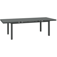 Outsunny Aluminium Garden Table for 6-8, 246 cm Extending Outdoor Dining Table Rectangle for Patio, Balcony - Charcoal Grey