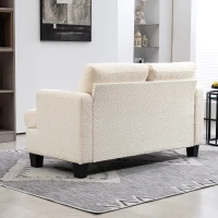 HOMCOM Sofá 2 Lugares 120 cm com Almofadas de Encosto Removíveis Tecido Chenille para Sala Quarto Escritório Bege(m-4)