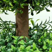 HOMCOM 2er-Set künstliche Bäume 101,6 cm 3 kugelförmige buxus Topiary-Pflanzen künstliche Pflanze grün PE mit Innen- und Außentopf(m-5)