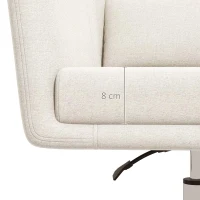 HOMCOM Modern Accent Chair with Swivel Base, Height Adjustable Arm Chair with Pillow for Living Room, Bedroom, Cream White(m-8)