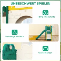 AIYAPLAY Set di Scivoli e Altalene 9 in 1 per Bambini con Canestro da Basket, Telescopio, Lavagna, Design Ranocchio, Giallo e Verde(m-3)