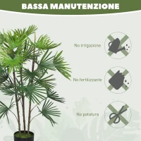 HOMCOM Palma Artificiale da 90 cm a 24 Foglie in Plastica Verde con Vaso da Ø16.5x13.5 cm(m-6)