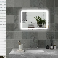 HOMCOM Miroir de salle de bain rectangulaire LED fonction anti-buée luminosité réglable fonction mémoire 70 x 50 cm argent(m-2)