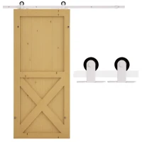 HOMCOM Gleitschienen-Bausatz für Schiebetür, leise Rollen, platzsparend, Karbonstahl, Weiß, 183 cm(m-10)