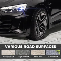 HOMCOM Carro Elétrico AUDI RS E-Tron GT 12V com 2 Motores Faróis LED Buzina Música USB 3-5km/h 103x58x41cm Preto(m-8)