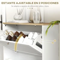 HOMCOM Zapatero Entrada Recibidor con 2 Puertas Estantes Ajustables para 12 Pares de Zapatos 60x23,5x80 cm Blanco(m-5)