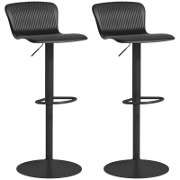 HOMCOM Lot de 2 tabourets de bar, chaises de bar réglable en hauteur, dossier et repose-pieds, 38,5x40x76,5-97,5cm, noir