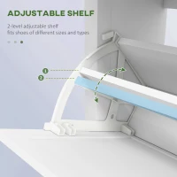 HOMCOM Narrow Shoe Cabinet with 2 Flip Drawers and Adjustable Shelves, White(m-5)