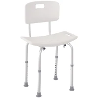 HOMCOM Silla para Ducha con Respaldo Altura Regulable y Antideslizante Carga 136 kg para Ancianos y Discapacitados(m-10)