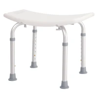 HOMCOM Height Adjustable Bath Stool, Aluminium Shower Stool with Non-Slip Pads for Elderly, Disabled, Seniors, Pregnant, White(m-10)