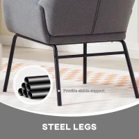 HOMCOM Moderne Stoffauteuil in Oorfauteuil-Stijl, hoge rugleuning, dikke bekleding, metalen poten, Grijs(m-5)