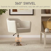 HOMCOM Modern Accent Chair with Swivel Base, Height Adjustable Arm Chair with Pillow for Living Room, Bedroom, Cream White(m-5)