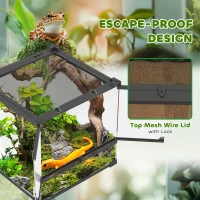 PawHut Glas-Terrarium voor Reptielen, verhoogde & waterdichte bodem, knopsluiting(m-4)