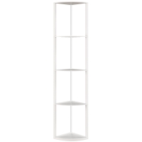 HOMCOM RGB LED Floor Lamp with Shelves, 5-Tier Dimmable Standing Lamp with Adjustable Brightness and Remote Control, Modern Corner Display Shelf Unit for Living Room Bedroom Office, White