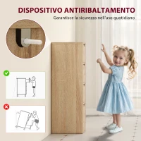 HOMCOM Mobile Bagno Salvaspazio con 4 Cassetti e Maniglie Intagliate Stile Nordico, 29x29x83 cm, Legno Naturale(m-5)