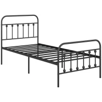 HOMCOM Single Minimalistic Metal Bed Frame - Black(m-10)