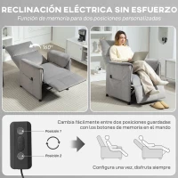 HOMCOM Sillón Reclinable con Motor sin Escobillas Reposapiés Tapizado Resistente y Bolsillos Laterales 80x83x104 cm Gris(m-5)