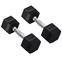 HOMCOM 2x4kg Rubber Dumbbell Sports Hex Weights Sets Home Gym Fitness Hexagonal Dumbbells Kit Weight Lifting Exercise