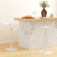 HOMCOM Lot de 2 tabourets de bar, chaises de bar réglable en hauteur, dossier et repose-pieds, 38,5x40x76,5-97,5cm, blanc(m-7)