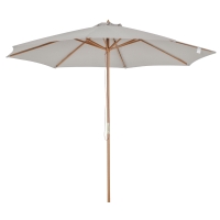 Outsunny Sombrilla Terraza Exterior Ø300 cm Sombrilla de Jardín con Sistema de Polea Techo Ventilado y Poste Desmontable de Madera Parasol para Patio Terraza Gris