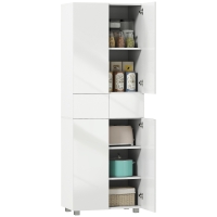 HOMCOM Armoire de cuisine meuble de rangement buffet 4 portes avec étagères réglables - dim. 60L x 35l x 170H cm blanc laqué