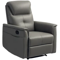 HOMCOM Recliner Armchair with Thick Padded Spring Cushion, Microfibre Manual Reclining Chair with Adjustable Leg Rest, Side Pockets for Living Room, Bedroom, Light Grey(m-10)
