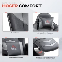 HOMCOM Relax Fauteuils, Stoel Met Massage, Voetsteun, Stalen Frame, voor Gamers, Grijs(m-6)