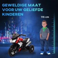 HOMCOM Elektrische Kindermotor, Licht & Geluid, 3 km/u, Oplaadbaar, Kunststof & Metaal, Zwart/Rood(m-7)