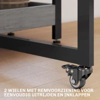 HOMCOM Opklapbare Eettafel in Industrieel Ontwerp, voor tot 4 Personen, Open Planken, Flexibel, Metaal, Spaanplaat, Grijs(m-6)
