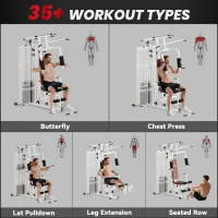 HOMCOM Multifunction Home Gym Weight Training Workout Station Fitness Strength Machine, White(m-4)