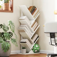 HOMCOM Baumförmiges Bücherregal mit 7 Regalen und kippsicherem System für Wohnzimmer Schlafzimmer 50x24x109 cm Weiß(m-2)