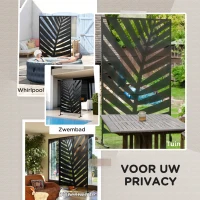 Outsunny Buitenscherm Privacy Stalen Frame Palmblad Silhouet 120x198 cm, Zwart(m-6)