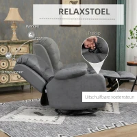 HOMCOM Fauteuil met voetsteun en ligfunctie, incl. bekerhouder, tv-fauteuil, grijs(m-4)