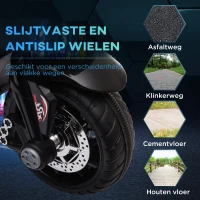 HOMCOM Elektrische Kindermotor, Licht & Geluid, 3 km/u, Oplaadbaar, Kunststof & Metaal, Zwart/Rood(m-6)