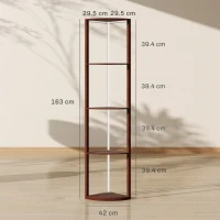 HOMCOM RGB LED Floor Lamp with Shelves, 5-Tier Dimmable Standing Lamp with Adjustable Brightness and Remote Control, Modern Corner Display Shelf Unit for Living Room Bedroom Office, Brown(m-3)