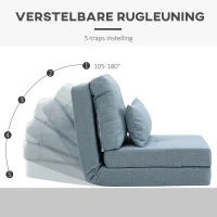 HOMCOM Vloerstoel Opvouwbaar Matras Slaapmat, 2-in-1 design, afneembaar kussen, 60 x 80 x 56 cm, Hemelsblauw(m-4)