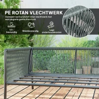 Outsunny Tuinmeubelset Rattan Loungeset met Hoekbank, Tafel en Kussens voor 6 Personen Donkergrijs(m-5)
