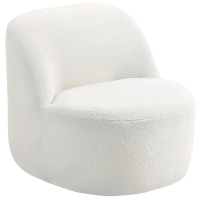 HOMCOM Wohnzimmerstuhl mit ergonomischer Rückenlehne aus Sherpa-Fleece und Schaumstoff, 73x82x71 cm, Cremeweiß