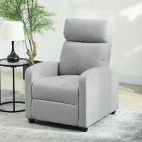 HOMCOM Relaxsessel, verstellbar 135°, ausziehbare Fußstütze, gepolsterte Lehnen, Leinen-Polyester, Hellgrau(m-8)