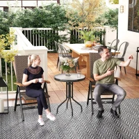 Outsunny 2 Pieces Folding Rattan Garden Dining Chairs with 5-level Reclining High Back, Wood Armrests for Outdoor - Brown(m-2)