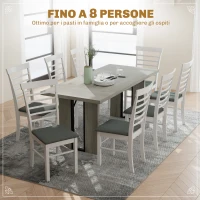 HOMCOM Tavolo da Pranzo in Stile Industriale per 8 Persone max, in Legno e Acciaio, 180x80x75 cm, Grigio(m-4)