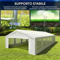 Outsunny Gazebo da Giardino 10x5m con Pareti Rimovibili e Finestre, Acciaio e Poliestere(m-6)