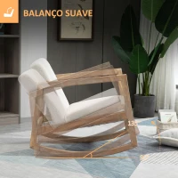 HOMCOM Poltrona Baloiço Estofada em Tecido Borreguito com Assento Acolchoado e Apoio para os Braços 60x81x71cm Creme(m-4)